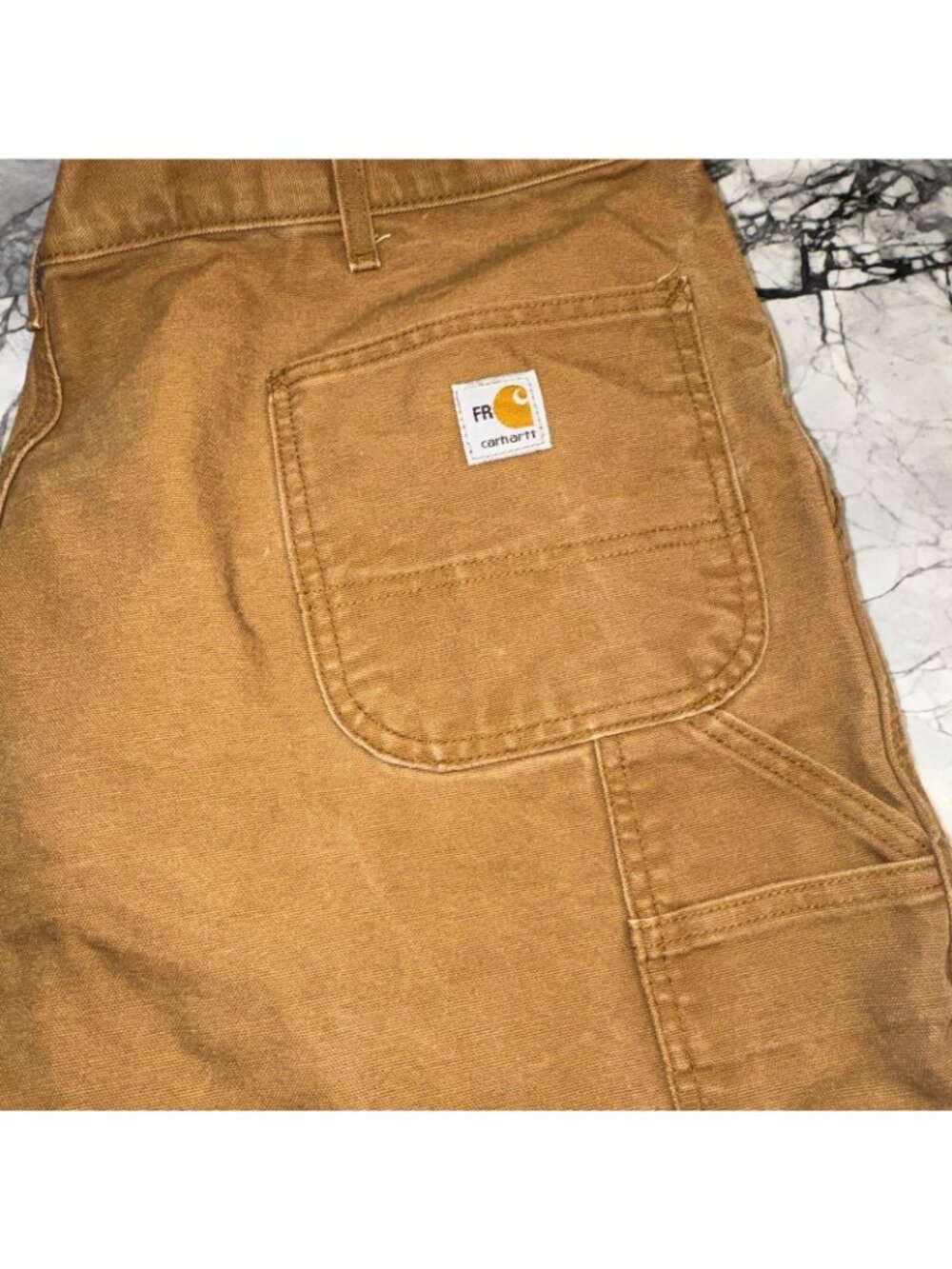 Carhartt FR Washed Duck Work Dungaree Brown Pants 42X32 Jeans - Picture 2 of 5